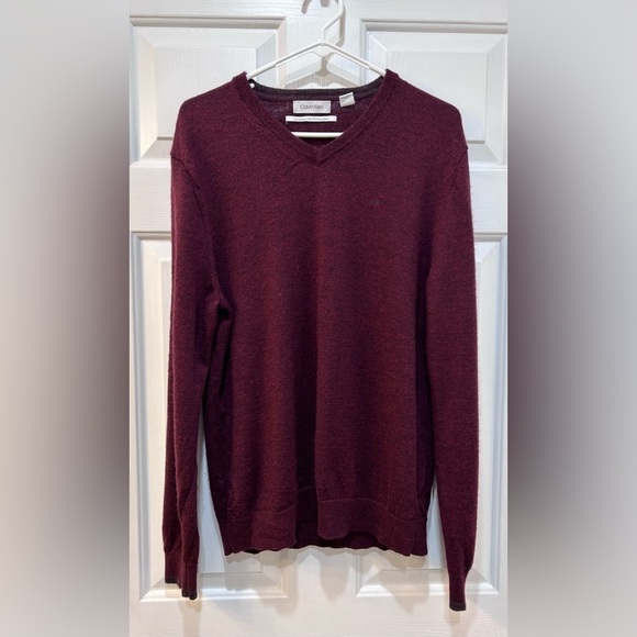 Calvin Klein 100% Wool Heathered V Neck Sweater Lightweight Men's Size L - Picture 1 of 7